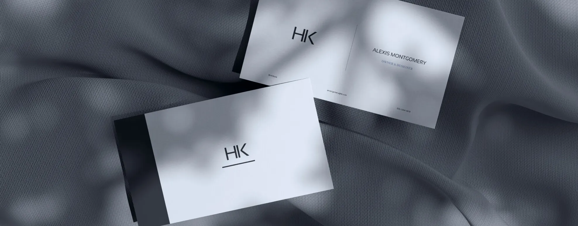 HK Luxe monogram cards with the interlocking HK mark