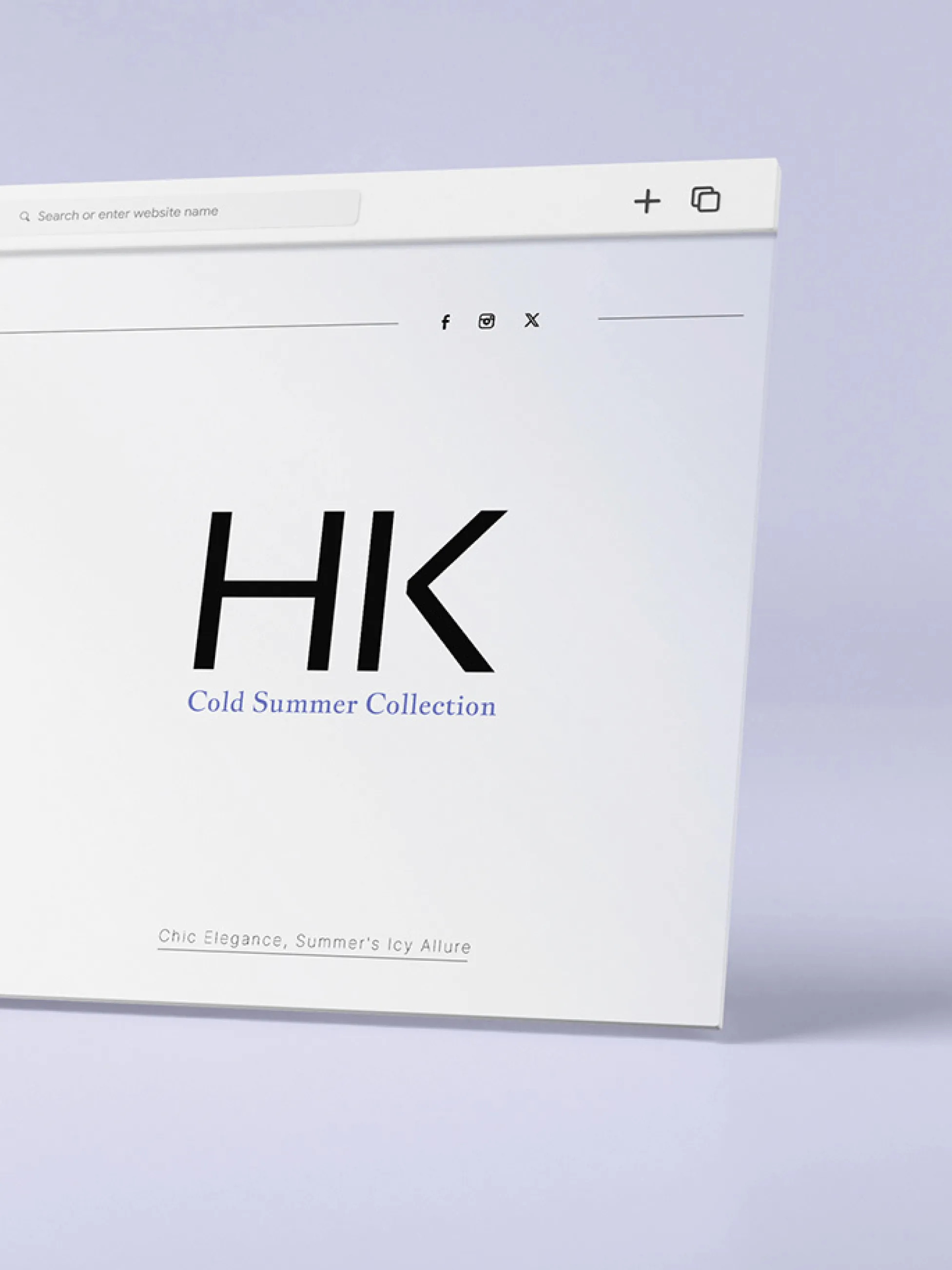 HK Luxe web design — the Cold Summer Collection home page in a browser window on lilac