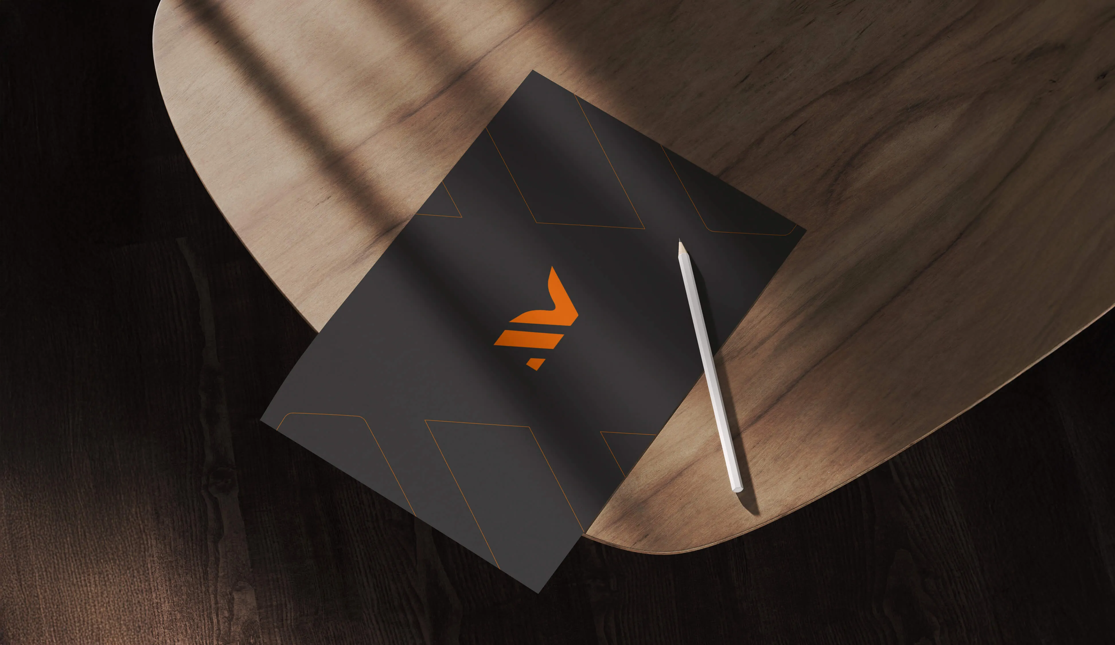 City Flex — a charcoal business card with the orange chevron mark